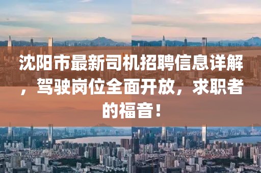 沈阳市最新司机招聘信息详解，驾驶岗位全面开放，求职者的福音！
