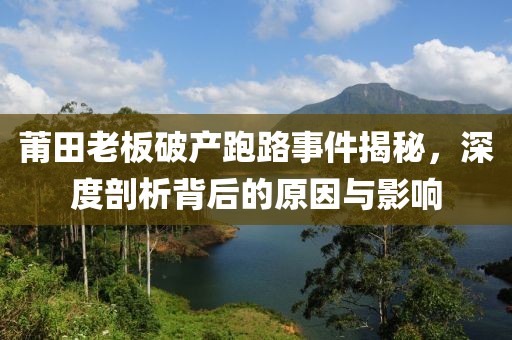 莆田老板破产跑路事件揭秘，深度剖析背后的原因与影响