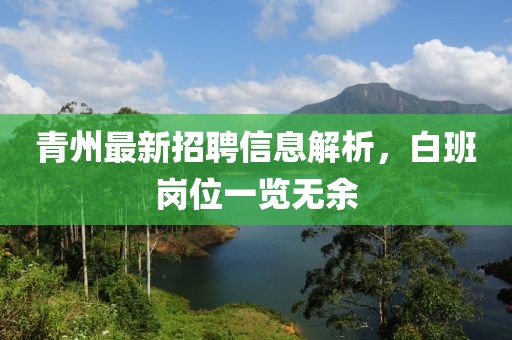 青州最新招聘信息解析，白班岗位一览无余