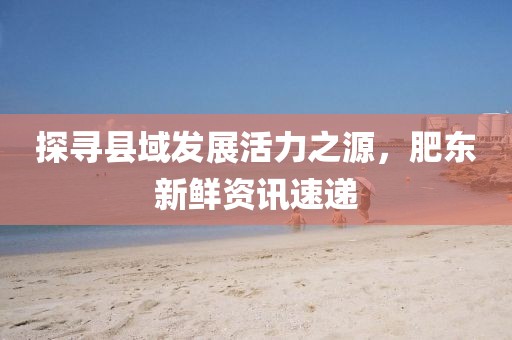 探寻县域发展活力之源，肥东新鲜资讯速递